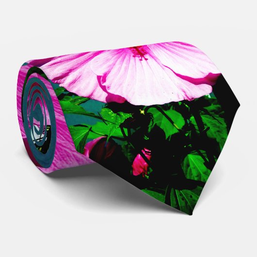 Cravate Hibiscus rose (Roulé)