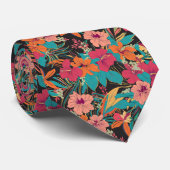 Cravate Hibiscus tropicaux et modèle floral orchidée (Roulé)