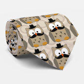 Cravate Hibou avec la moustache et le casquette (Roulé)