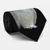 Cravate Hibou blanc sur le noir (Roulé)