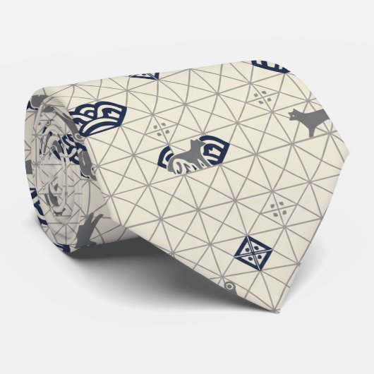 Cravate Hidden Shiba Inu Kamon Design (Roulé)