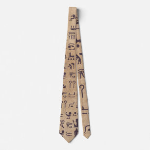 Cravate Hiéroglyphes égyptiens anciens Art sur parchemin