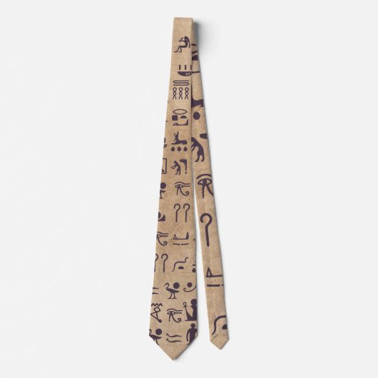 Cravate Hiéroglyphes égyptiens anciens Art sur parchemin (Devant)