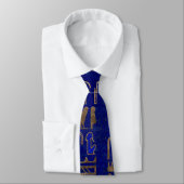 Cravate Hiéroglyphes égyptiens motif Gold Lapis Lazuli (Attaché)