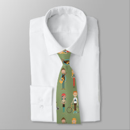 Cravate Hip Cartoon People Illustrations Motif (Vert)