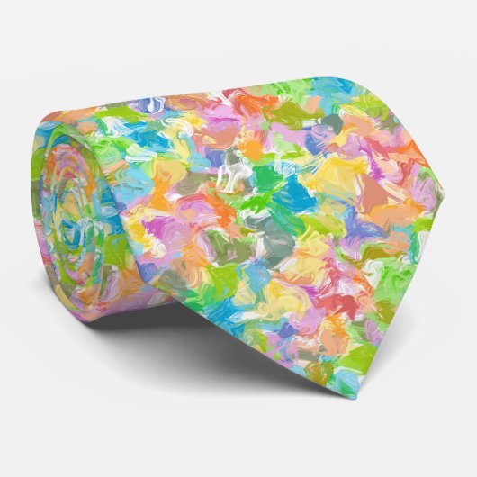 Cravate Hip Colorful Vibrant Summer Paint SplatMotif (Roulé)