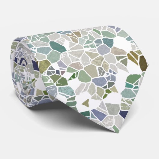 Cravate Hip rétro Turquoise Bleu Vert Taupe Mosaïque Motif (Roulé)