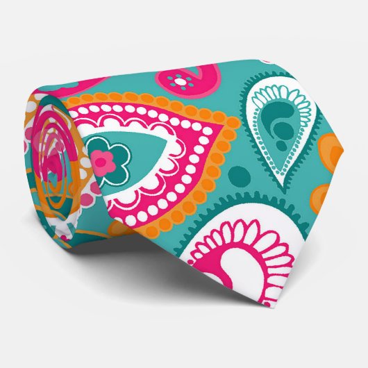 Cravate Hippie chic Paisley de Boho rétro (Roulé)