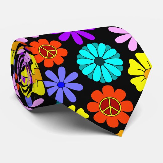 Cravate Hippie Flowers (Roulé)