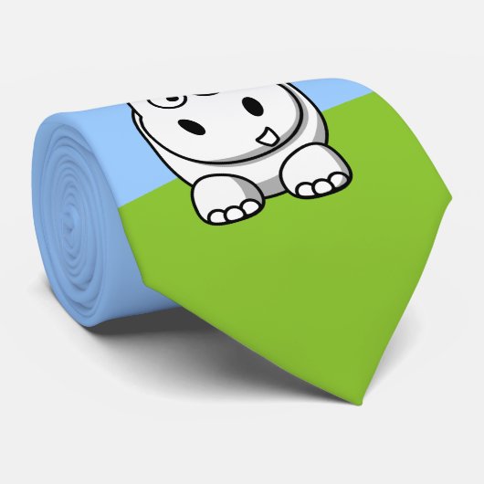 Cravate Hippo blanc mignon (Roulé)