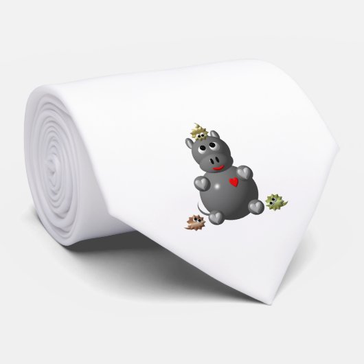 Cravate Hippo mignon avec hamsters (Roulé)