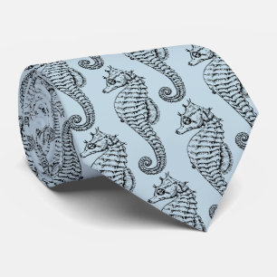 Cravate hippocampe graphique en bleu clair