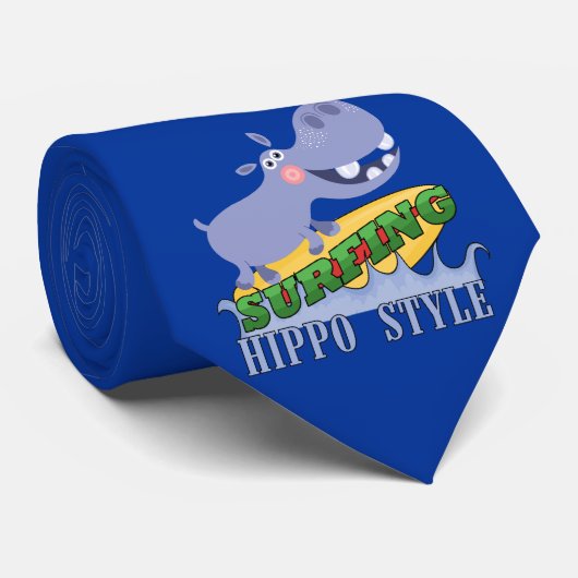Cravate Hippopotame de surfer (Roulé)