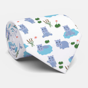 Cravate Hippopotame mignon motif chambre d'enfants