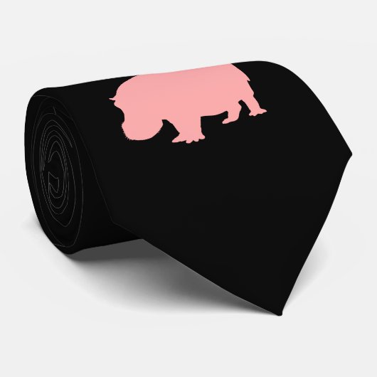 Cravate Hippopotame rose (Roulé)