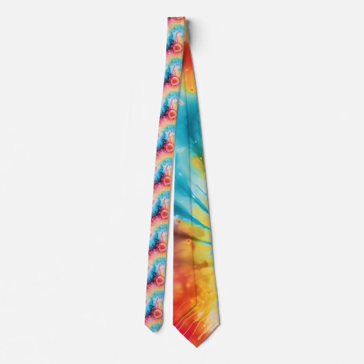 Cravate Hippy Retro années 1960 Rainbow Cravate-Dye Motif (Dos)
