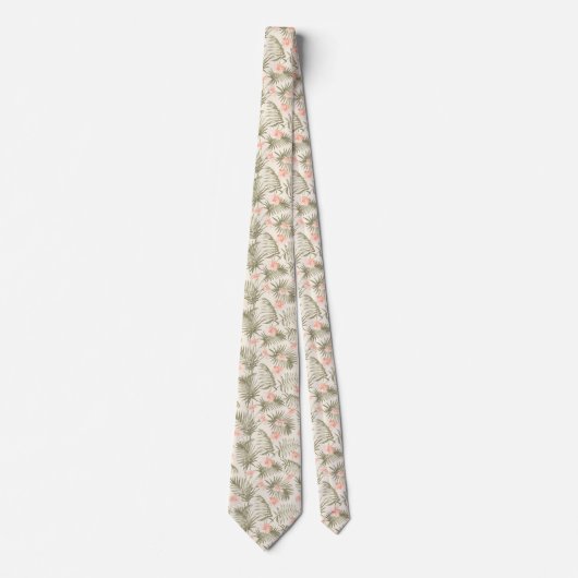 Cravate Hisbiscus Tropical Palm Tree Motif (Devant)