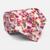 Cravate Hiver Bliss Aquarelle Floral Grey et Magenta (Roulé)