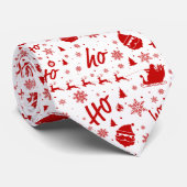 Cravate Ho Ho Ho Ho Motif de Noël blanc et rouge (Roulé)