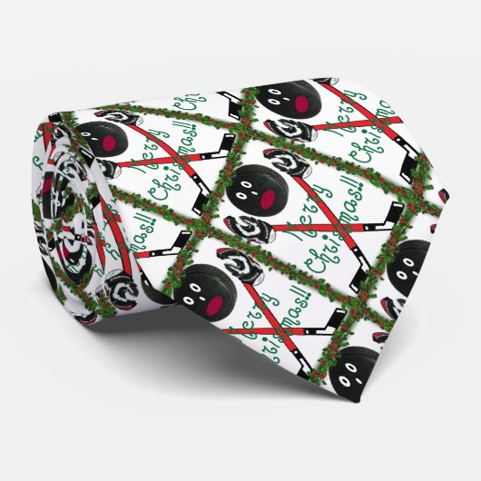 Cravate Hockey Christmas (Roulé)