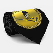 Cravate Hockey I Love design personnalisé avec bâton et ca (Roulé)