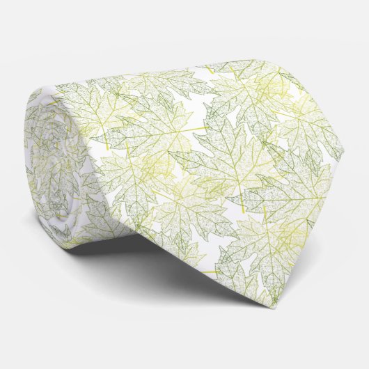 Cravate Hojas De otoño verde con amarillo (Roulé)