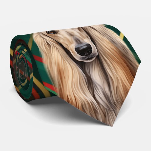 Cravate Holiday Afghan Hound Dog Red Plaid Christmas (Roulé)