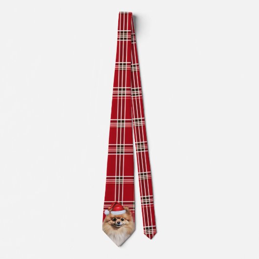 Cravate Holiday Pomeranian Dog Red Plaid Christmas (Devant)