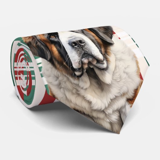 Cravate Holiday Saint Bernard Dog Plaid Christmas (Roulé)