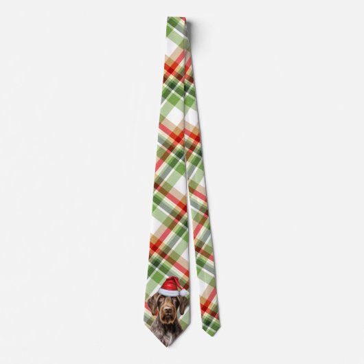 Cravate Holiday Wirehaired Pointer Dog Plaid Christmas (Devant)