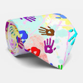 Cravate holiES - motif couleur mains 1 + votre backgr. (Roulé)
