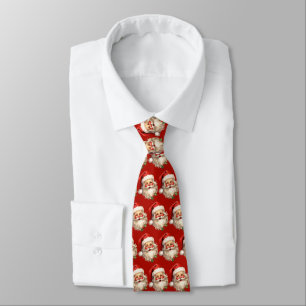 Cravate Holly Jolly Santa Claus Motif de Noël rétro