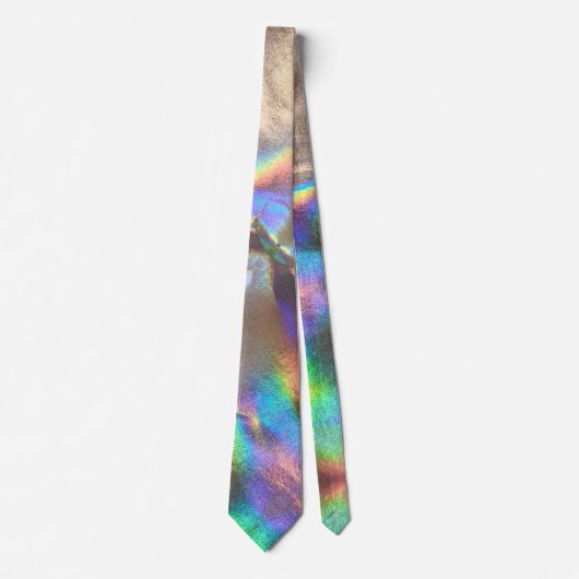 Cravate Holographe arc-en-ciel Chrome Hologramme Fête des  (Devant)