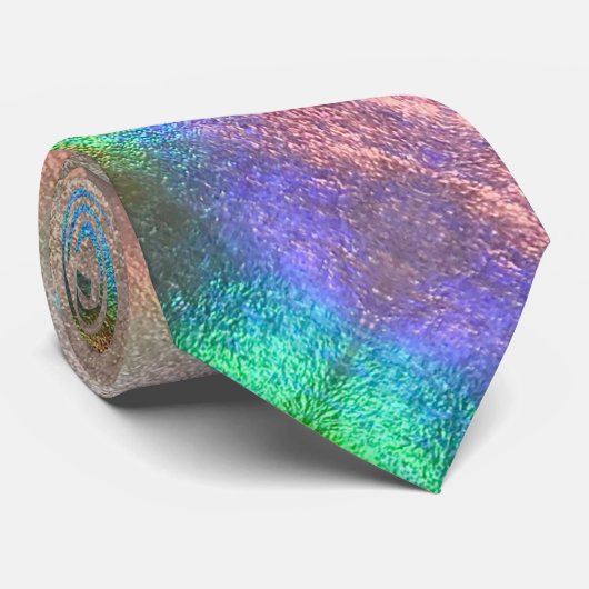 Cravate Holographe arc-en-ciel Chrome Hologramme Fête des  (Roulé)