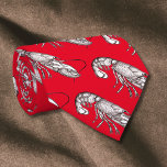 Cravate homard graphique vintage en rouge<br><div class="desc">Cette cravate rouge et blanche a un motif carrelé d'un homard graphique vintage. Idéal pour les amateurs de fruits de mer et les chefs.</div>