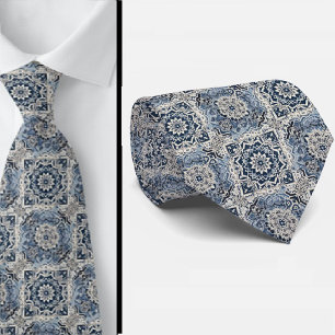 Cravate Homme d'affaires Luxueux Carreau Marocain Bleu