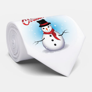 Cravate Homme de neiges simple amusant avec douceur BLANC 