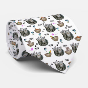Cravate Homme Designer Chats Kittens Meow