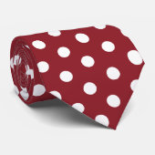 Cravate homme Polka Dot rouge & blanc (Roulé)