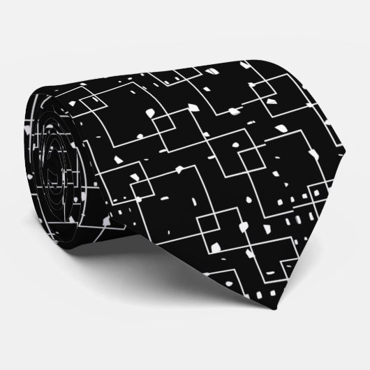 Cravate Hommes abstraits noirs et blancs design (Roulé)