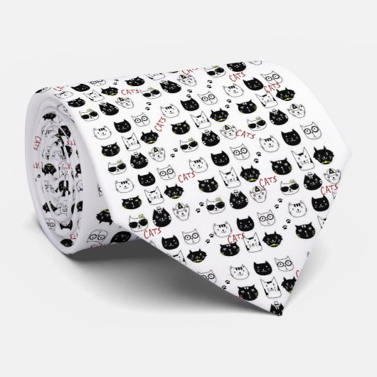 Cravate Hommes Designer Chats Whimsical Kittens (Roulé)