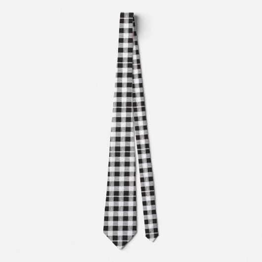 Cravate Hommes Designer noir et blanc Plaid (Devant)