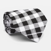 Cravate Hommes Designer noir et blanc Plaid (Roulé)