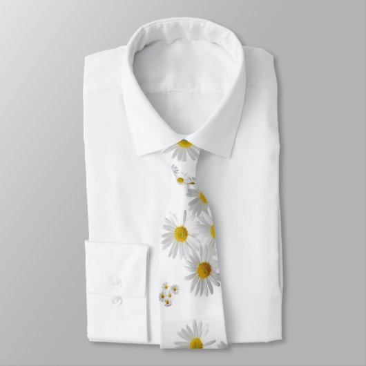 Cravate Hommes Designer White Daisy (Attaché)