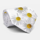 Cravate Hommes Designer White Daisy (Roulé)