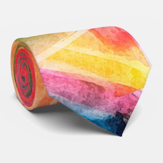 Cravate Hommes " s d'arc-en-ciel d'aquarelle (Roulé)
