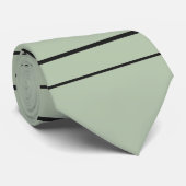 Cravate Horizontal lines, black stripes on green (Roulé)