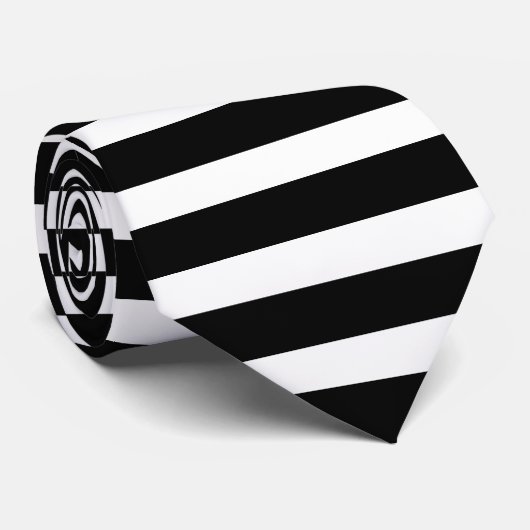 Cravate Horizontal Noir Et Blanc Classique (Roulé)