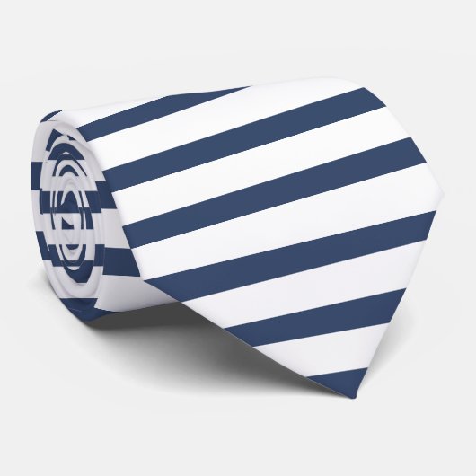 Cravate Horizontal-Rayée blanche et bleue (Roulé)