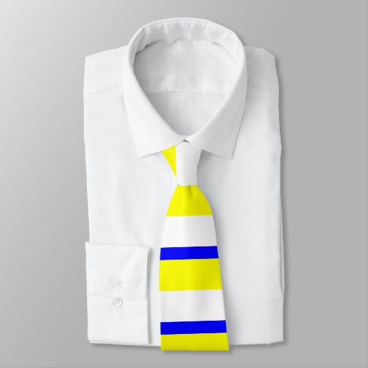 Cravate Horizontal-Rayée blanche et bleue jaune (Attaché)